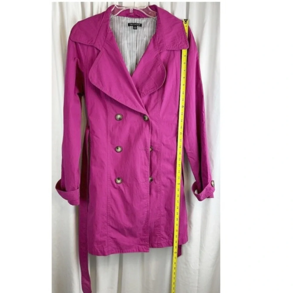 FOR CYNTHIA Womens‎ Double Breasted Belted Trench Coat Hot Pink Size L